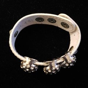 🌟White Leather Skull Snap Bracelet